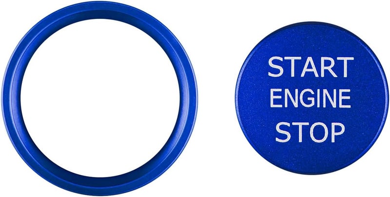 Lyxheth Car Push Start Button Cover, Engine Start Cover, Cool Aluminum Engines Starts Buttons Covers with Metal Ring for Cars Decorations, Car Engine Start Button Decal Accessory for Audi A4 (Blue) - Image 1